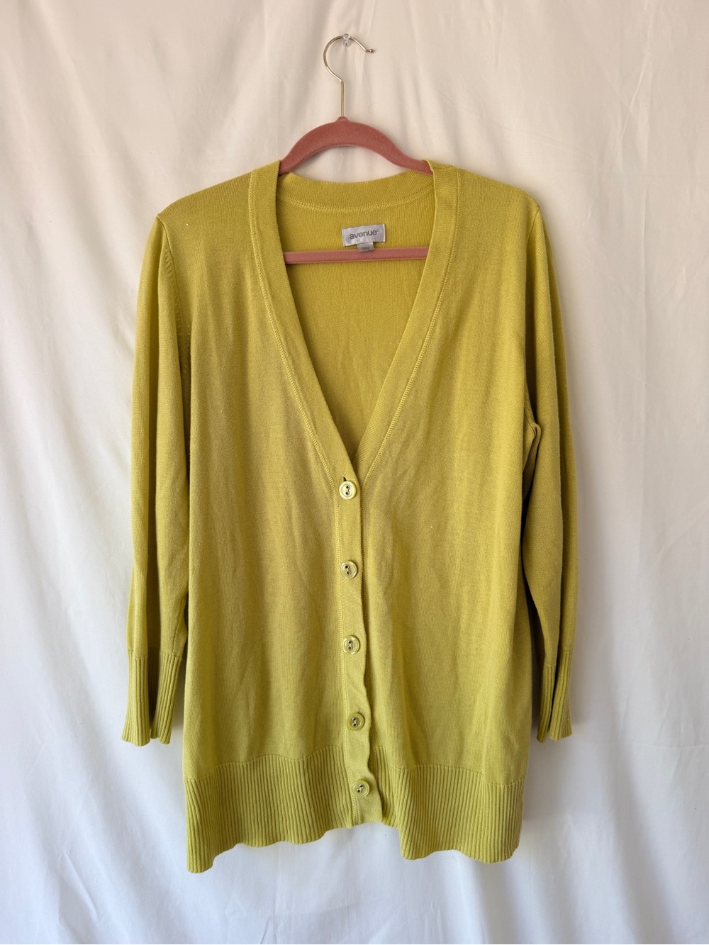 Avenue Lime-Green V-Neck Button Cardigan